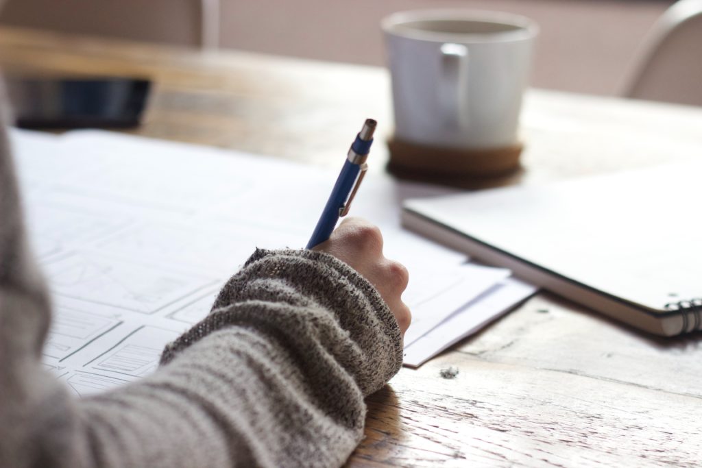 close up of person working at desk